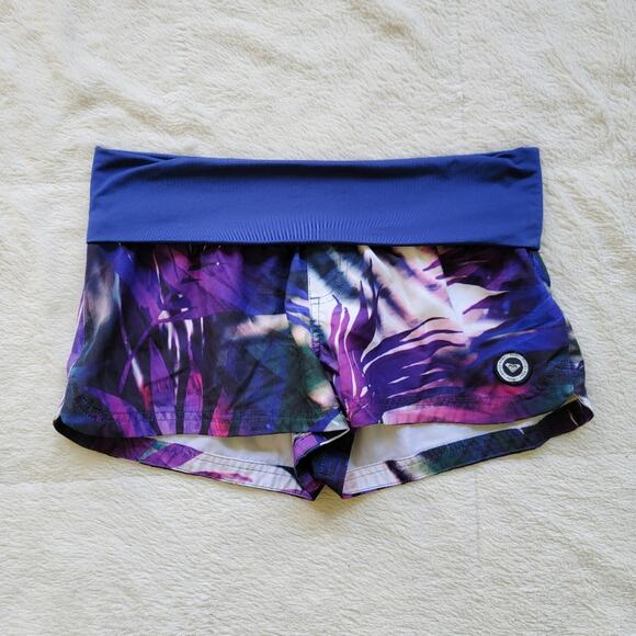 Roxy Blue and Purple Athletic Shorts with Dynamic Print - Picture 1 of 4